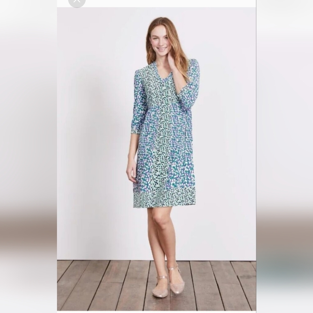 Boden Mollie Blue Green Polka Dot Printed Tunic Dress Size 6 - Picture 1 of 12